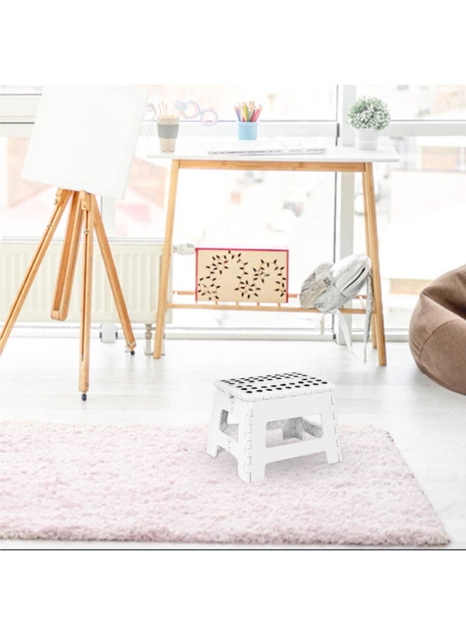 Bathroom Stool -All Purpose Strong Folding Step Stool Collapsible HEAVY-DUTY Plastic Stepping Stool For Kitchen Home Office Adults Bathroom Stool For Adults, Withstands Up to 300 LB With Handle - Image 3